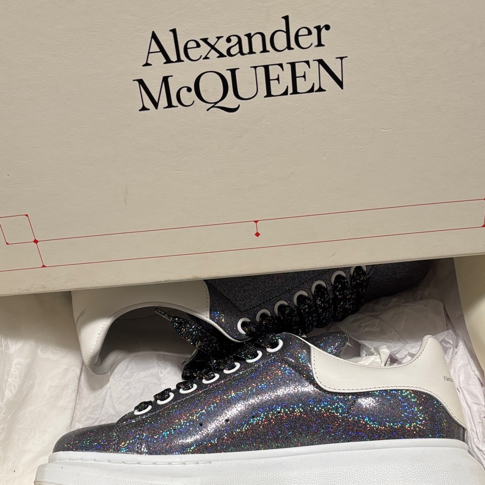 Alexander McQueen Iridescent Sneakers with White Trim